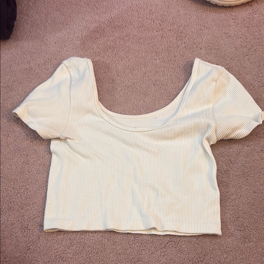 Aeropostale White Fitted Crop Top Short Sleeve